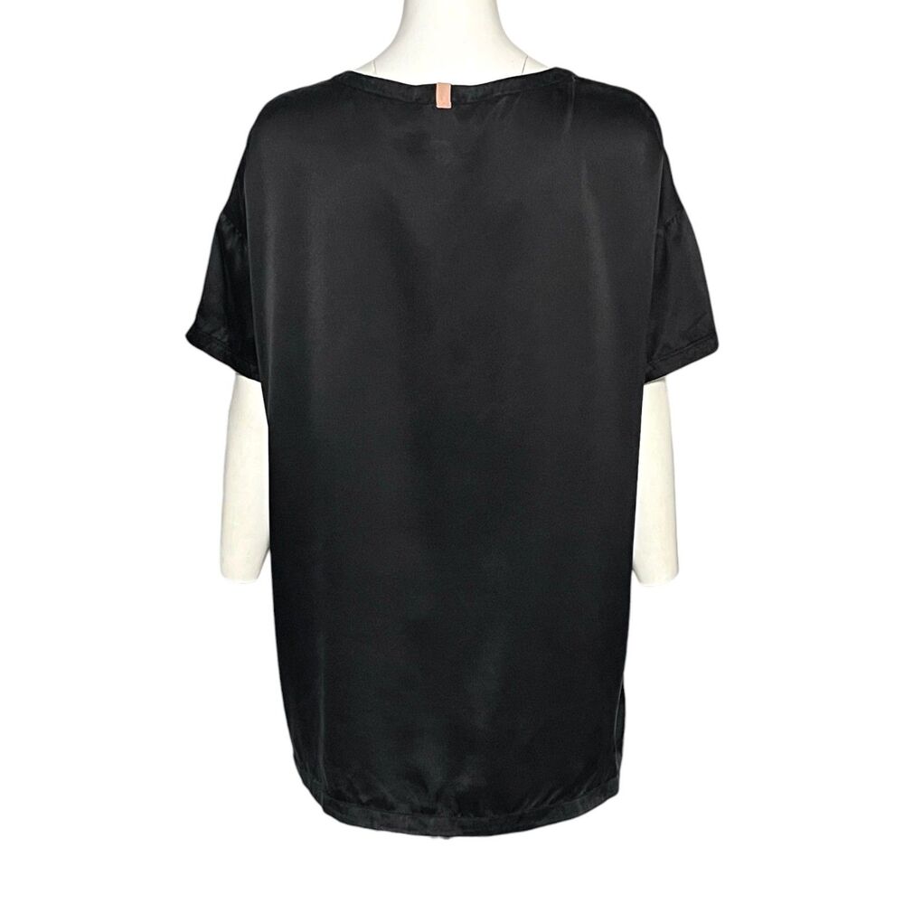 Lunya Washable Silk Tee Black Oversized Pocket Top XS/S Short Sleeve Sleepwear - Picture 3 of 7